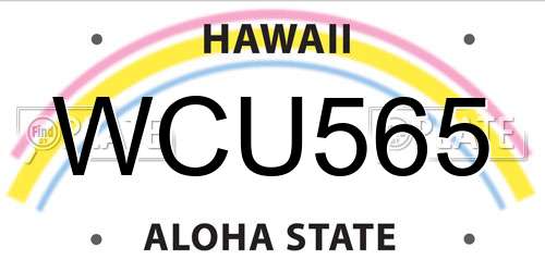 WCU565 Hawaii License Plate