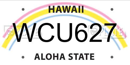WCU627 Hawaii License Plate