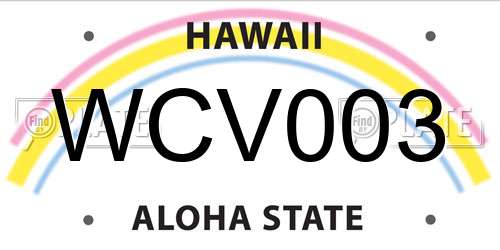 WCV003 Hawaii License Plate