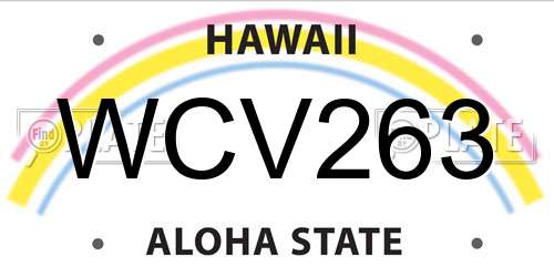 WCV263 Hawaii License Plate