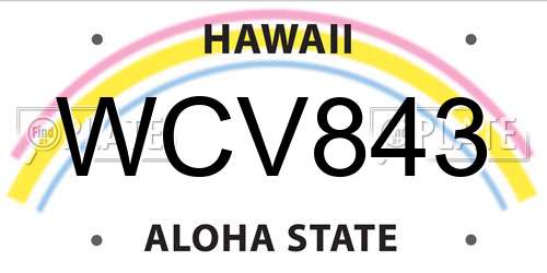 WCV843 Hawaii License Plate