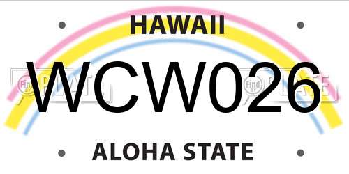 WCW026 Hawaii License Plate