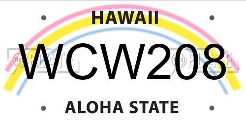 WCW208 Hawaii License Plate