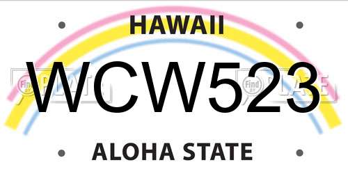 WCW523 Hawaii License Plate