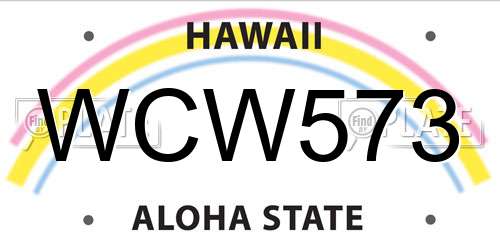 WCW573 Hawaii License Plate