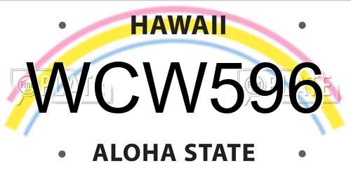 WCW596 Hawaii License Plate