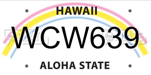 WCW639 Hawaii License Plate