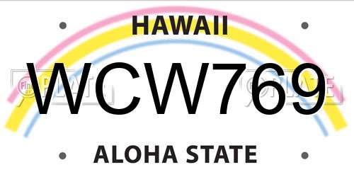 WCW769 Hawaii License Plate