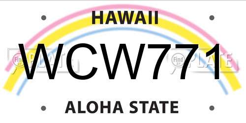 WCW771 Hawaii License Plate