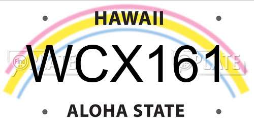 WCX161 Hawaii License Plate