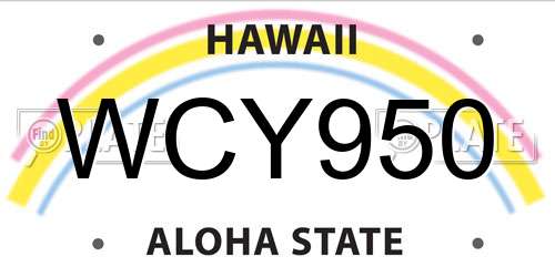 WCY950 Hawaii License Plate