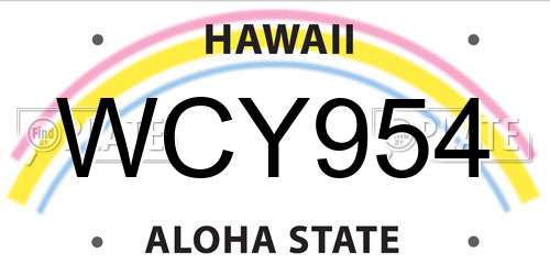 WCY954 Hawaii License Plate