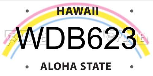 WDB623 Hawaii License Plate