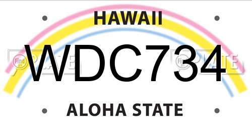 WDC734 Hawaii License Plate