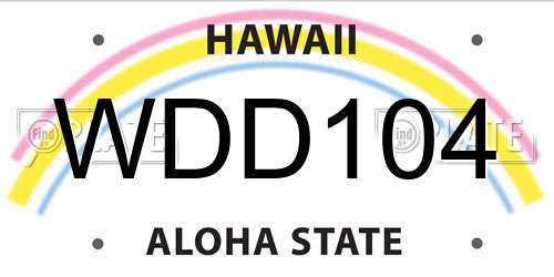 WDD104 Hawaii License Plate