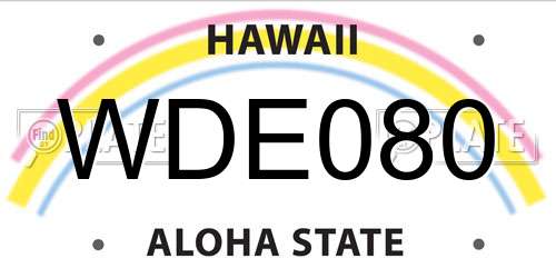 WDE080 Hawaii License Plate