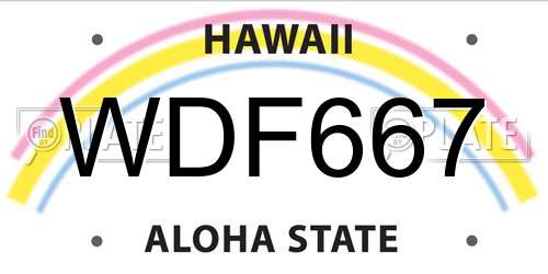WDF667 Hawaii License Plate
