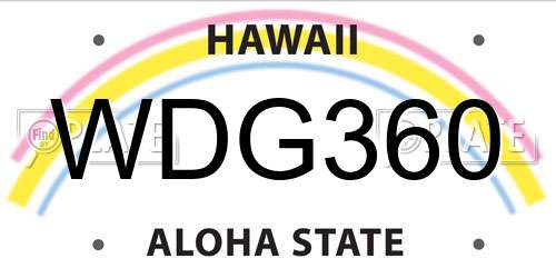 WDG360 Hawaii License Plate