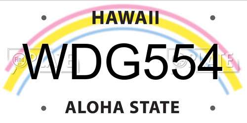 WDG554 Hawaii License Plate