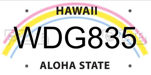 WDG835 Hawaii License Plate