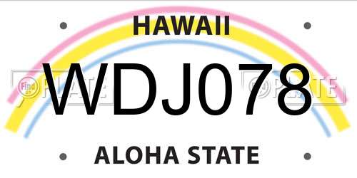 WDJ078 Hawaii License Plate