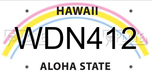 WDN412 Hawaii License Plate