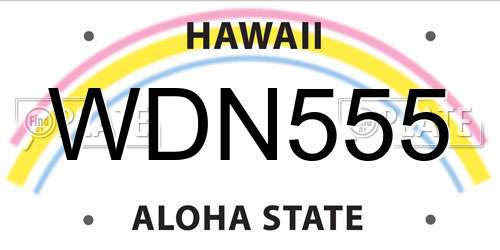 WDN555 Hawaii License Plate