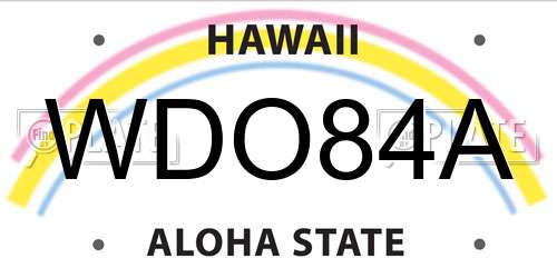 WDO84A Hawaii License Plate