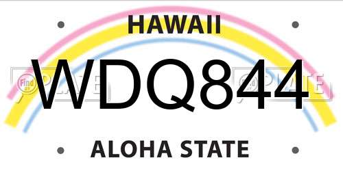 WDQ844 Hawaii License Plate