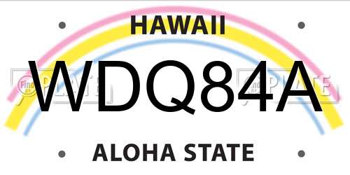 WDQ84A Hawaii License Plate