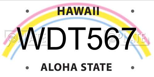 WDT567 Hawaii License Plate