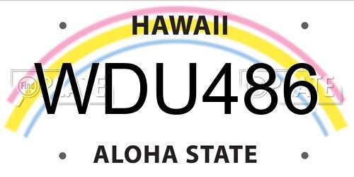 WDU486 Hawaii License Plate