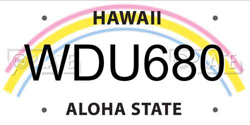 WDU680 Hawaii License Plate
