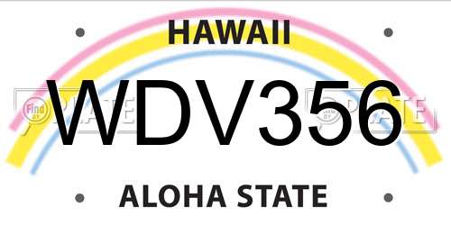 WDV356 Hawaii License Plate