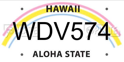 WDV574 Hawaii License Plate