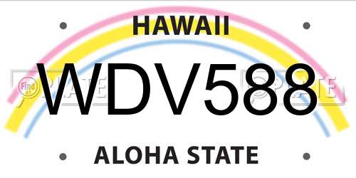 WDV588 Hawaii License Plate