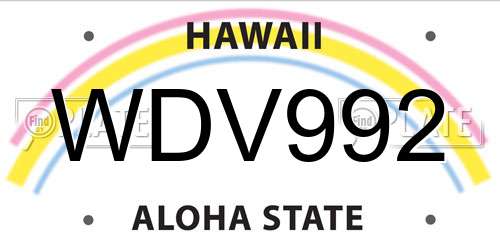 WDV992 Hawaii License Plate
