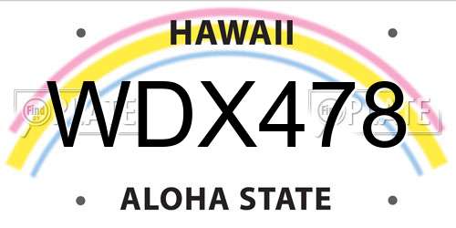 WDX478 Hawaii License Plate