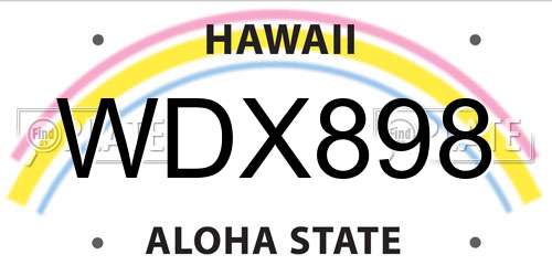 WDX898 Hawaii License Plate