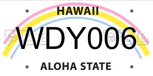WDY006 Hawaii License Plate
