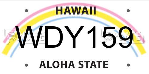 WDY159 Hawaii License Plate