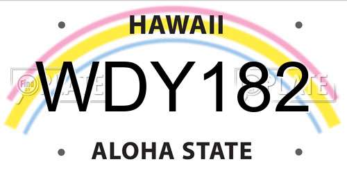 WDY182 Hawaii License Plate