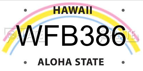 WFB386 Hawaii License Plate