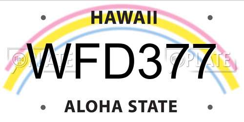 WFD377 Hawaii License Plate