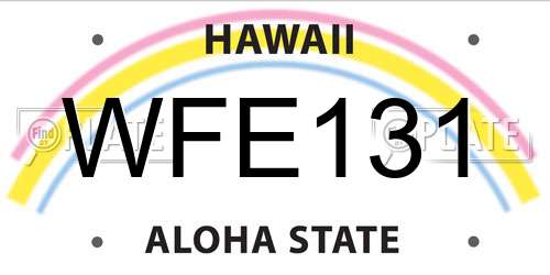 WFE131 Hawaii License Plate