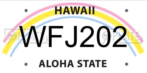 WFJ202 Hawaii License Plate
