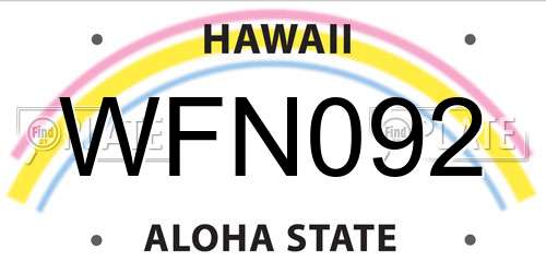 WFN092 Hawaii License Plate
