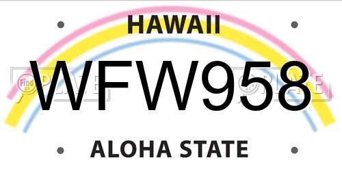 WFW958 Hawaii License Plate