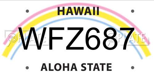 WFZ687 Hawaii License Plate