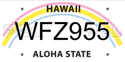 WFZ955 Hawaii License Plate